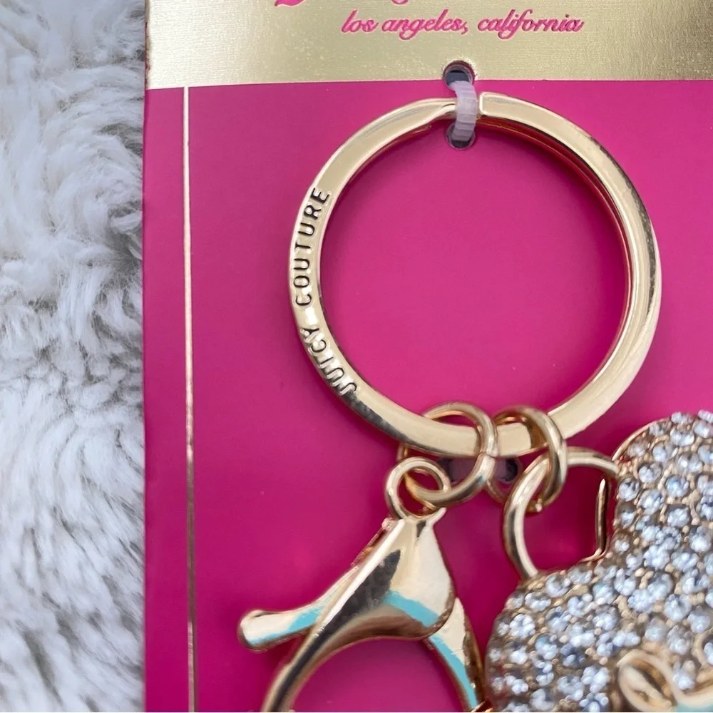 Juicy Couture Gold Pave Heart Purse Charm Keychain